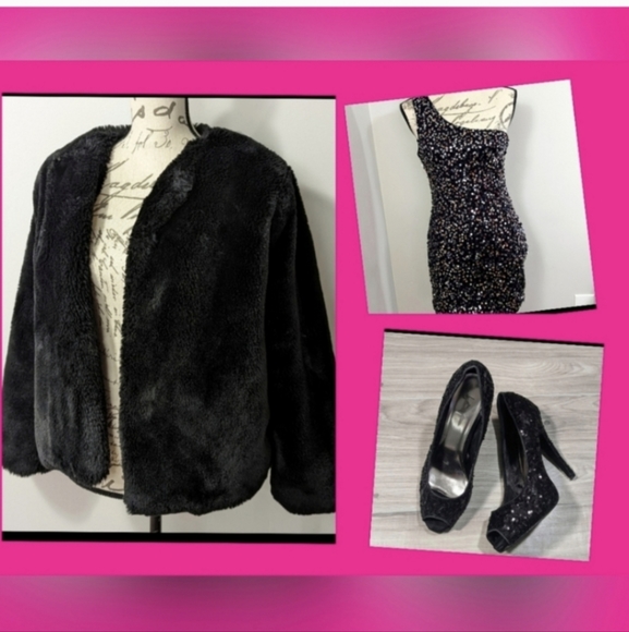 Forever 21 Black Sequin~Stiletto Heels - Picture 3 of 12